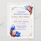 Lujo De Boda en Burdeos y Azul Kaart (Voorkant)