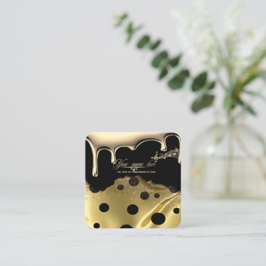 lujoso negro notas musicales personalizado vierkante visitekaartje (Staand voorkant)