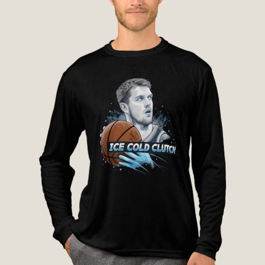 Luka Dončić Ice Cold Clutch T-shirt: Basketbal St Tri-Blend Shirt (Voorkant volledig)