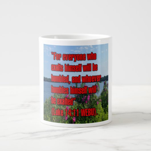 Lukas 14:11 WEBU Mug Grote Koffiekop (Voorkant)