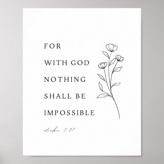 Lukas 1:37 Bijbelvers Poster (Voorkant)