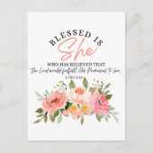 Lukas 1:45 Gezegend is zij, de bloemige Schrift Briefkaart (Voorkant)