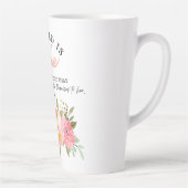 Lukas 1:45 Gezegend is zij, de bloemige Schrift Latte Mok (Rechts)