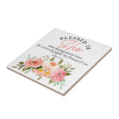 Lukas 1:45 Gezegend is zij, de bloemige Schrift Tegeltje (Zijkant)