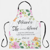 Lukas 1:45 Gezegend is zij, Vrouwengeschriften, Bl Schort (Voorkant)