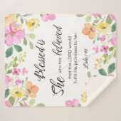 Lukas 1:45 Gezegend is zij, Vrouwengeschriften, Bl Sherpa Deken (Voorkant (horizontaal))