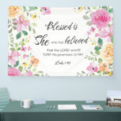 Lukas 1:45 Gezegend is zij, Vrouwengeschriften, Bl Spandoek (Beurs)