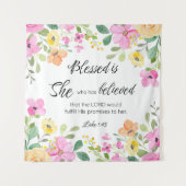 Lukas 1:45 Gezegend is zij, Vrouwengeschriften, Bl Wandkleed (Voorkant)