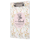 Lukas 1:45 Gezegend is zij Waterverf Roze Bloem Klembord (Links)