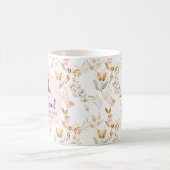 Lukas 1:45 Gezegend is zij Waterverf Roze Bloem Koffiemok (Center)