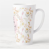 Lukas 1:45 Gezegend is zij Waterverf Roze Bloem Latte Mok (Rechts)