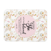 Lukas 1:45 Gezegend is zij Waterverf Roze Bloem Magneet (Horizontaal)