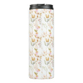 Lukas 1:45 Gezegend is zij Waterverf Roze Bloem Thermosbeker (Achterkant)