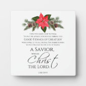 Lukas 2:10-11 Goede Tidings Poinsettia Kerstmis Fotoplaat (Voorkant)