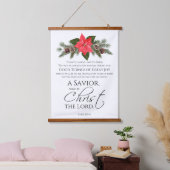 Lukas 2:10-11 Goede Tidings Poinsettia Kerstmis Hangend Wandkleed (Slaapkamer)