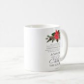 Lukas 2:10-11 Goede Tidings Poinsettia Kerstmis Koffiemok (Voorkant rechts)