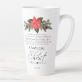 Lukas 2:10-11 Goede Tidings Poinsettia Kerstmis Latte Mok (Rechts)