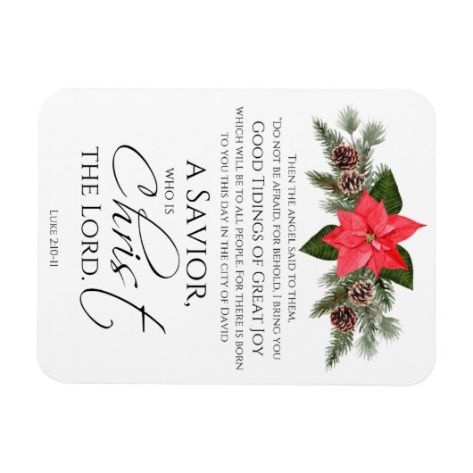 Lukas 2:10-11 Goede Tidings Poinsettia Kerstmis Magneet (Horizontaal)