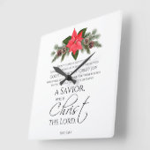 Lukas 2:10-11 Goede Tidings Poinsettia Kerstmis Vierkante Klok (Hoek)