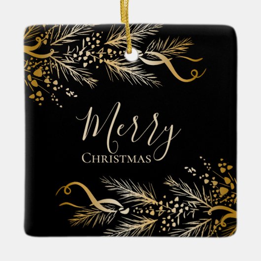 Lukas 2:11 Schriftgedeelte Elegant goud Vrolijk ke Keramisch Ornament (Voorkant)