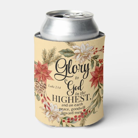 Lukas 2:14 Glorie voor God Kerstmis Gouden Bloem Blikjeskoeler (Blikje Voorkant)