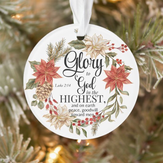 Lukas 2:14 Glorie voor God Kerstmis Gouden Bloem Ornament (Boom)