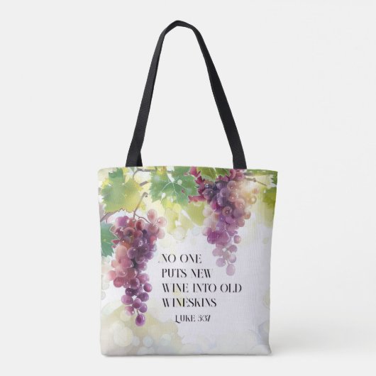 Lukas 5:37 Nieuwe wijn in oude wijnzakken Bijbelve Tote Bag (Achterkant)