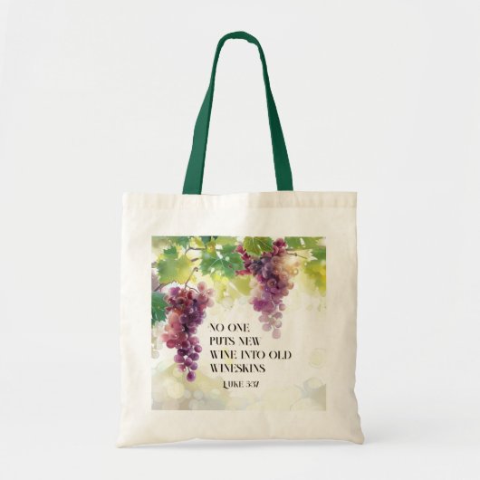 Lukas 5:37 Nieuwe wijn in oude wijnzakken Bijbelve Tote Bag (Voorkant)