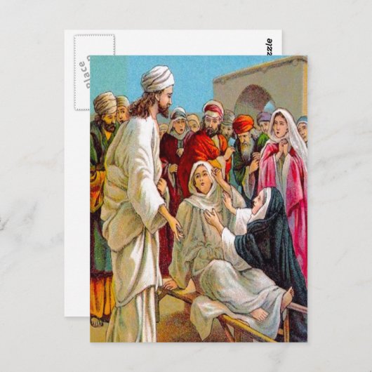 Lukas 7:11-17 Jezus brengt een dood Man tot leven Briefkaart (Voorkant / Achterkant)