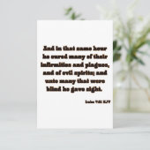 Lukas 7:21 KJV Bijbel Schrift Groet Kaart (Staand voorkant)