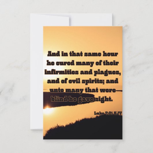 Lukas 7:21 KJV Bijbel Schrift Pic Groet Kaart (Voorkant)