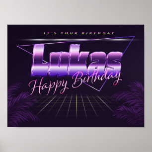 Lukas Name Vorname lila retro Poster Geburtstag