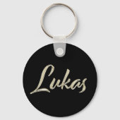 Lukas Name whitegold Button Schlüsselanhänger Sleutelhanger (Voorkant)