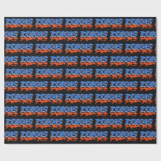 Lukas Vorname Name Graffiti blue orange Cadeaupapier (Vlak)
