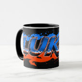 Lukas Vorname Name Graffiti blue orange Tasse Mok (Voorkant links)