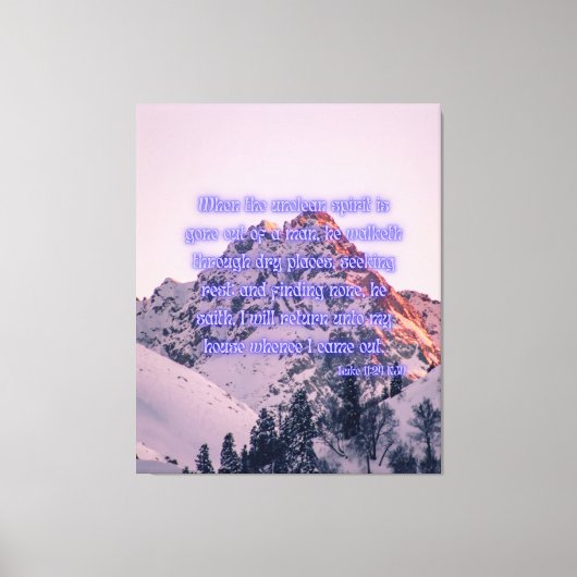 Luke 11:24 Bijbel Verse KJV Pic Wall Art Canvas Afdruk (Voorkant)