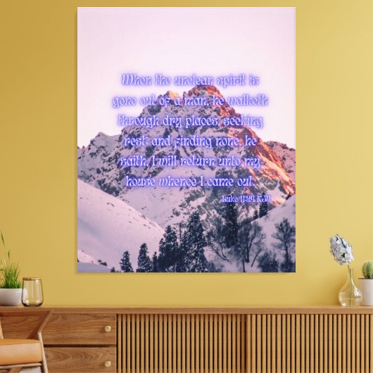 Luke 11:24 Bijbel Verse KJV Pic Wall Art Canvas Afdruk (Insitu (Woonkamer))