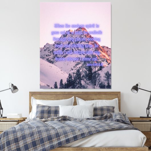 Luke 11:24 Bijbel Verse KJV Pic Wall Art Canvas Afdruk (Insitu (Slaapkamer))