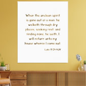 Luke 11:24 Bijbelverse KJV Wall Art Canvas Afdruk (Insitu (Woonkamer))