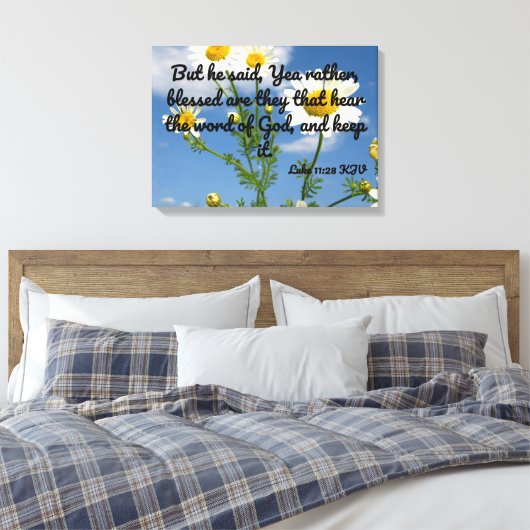 Luke 11:28 Bijbelverse KJV Pic Wall Art Canvas Afdruk (Insitu (Slaapkamer))