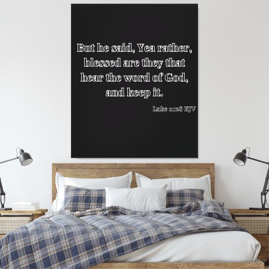Luke 11:28 Bijbelverse KJV Wall Art Canvas Afdruk (Insitu (Slaapkamer))