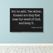 Luke 11:28 Bijbelverse KJV Wall Art Canvas Afdruk (Insitu (Houten vloer))