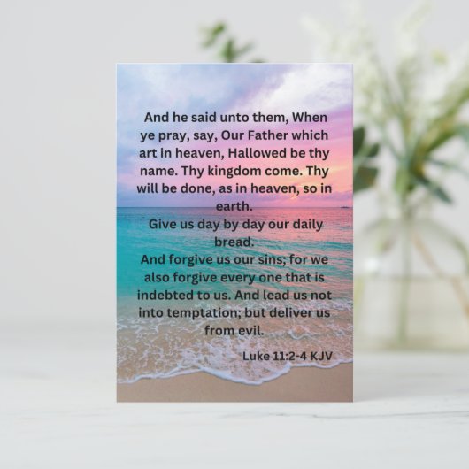 Luke 11:2-4 KJV Bijbelsscriptie Pic Greeting Kaart (Staand voorkant)