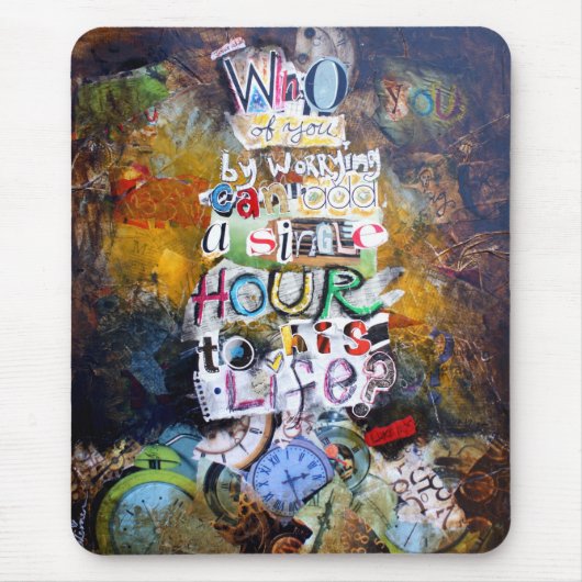 Luke 12:25 Bijbelverse Collage Muismat (Voorkant)