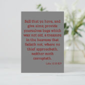 Luke 12:33 KJV Bijbelscriptgroet Kaart (Staand voorkant)