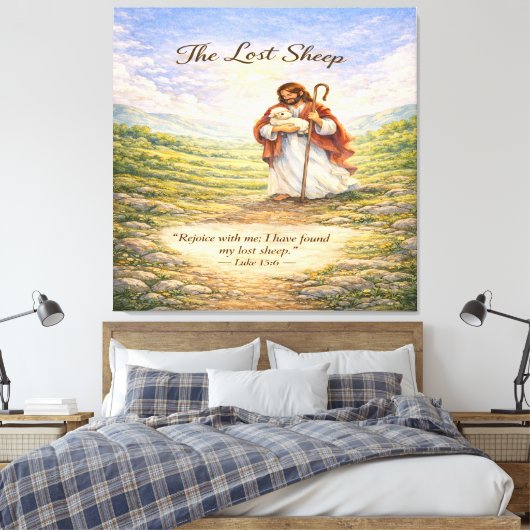 Luke 15 Parable Lost Sheep  Canvas Afdruk (Insitu (Slaapkamer))