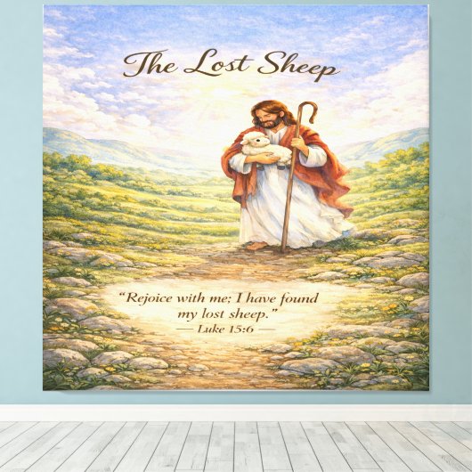 Luke 15 Parable Lost Sheep  Canvas Afdruk (Insitu (Houten vloer))
