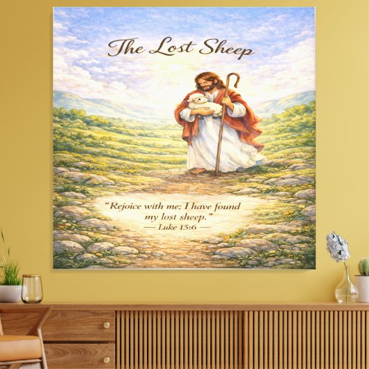Luke 15 Parable Lost Sheep Canvas Afdruk (Insitu (Woonkamer))