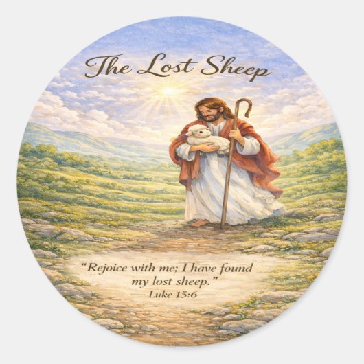 Luke 15 Parable Lost Sheep  Ronde Sticker (Voorkant)