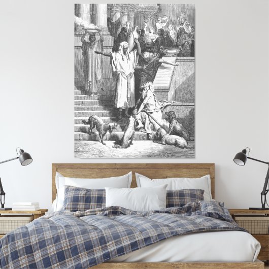 Luke 16 Lazarus Outside the Rich Man's House Canvas Afdruk (Insitu (Slaapkamer))